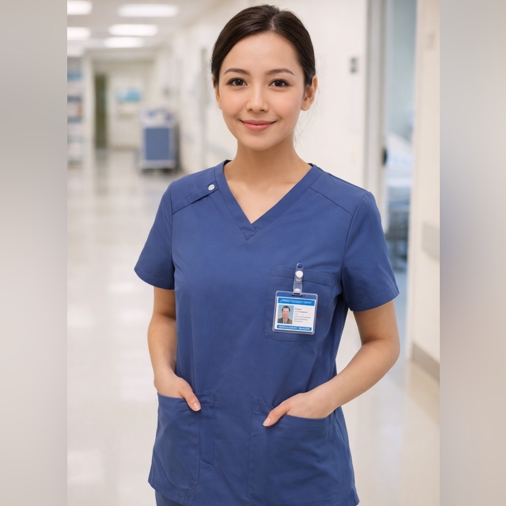 HALARA Scrub Top NWT XS Periwinkle Blue with Pockets MSRP $35.99